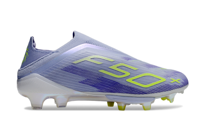 Unisex Adidas F50+ Lightstrike Pro Laceless FG Firm Ground Low-Tops Football Boots - Blue/Yellow/White