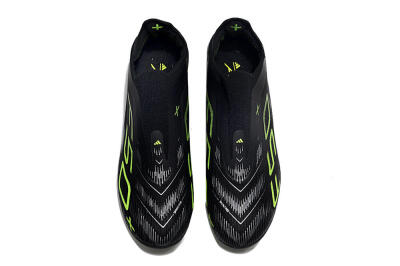Unisex Adidas F50+ Lightstrike Pro Laceless FG Firm Ground Low-Tops Football Boots - Black/Silver/Yellow