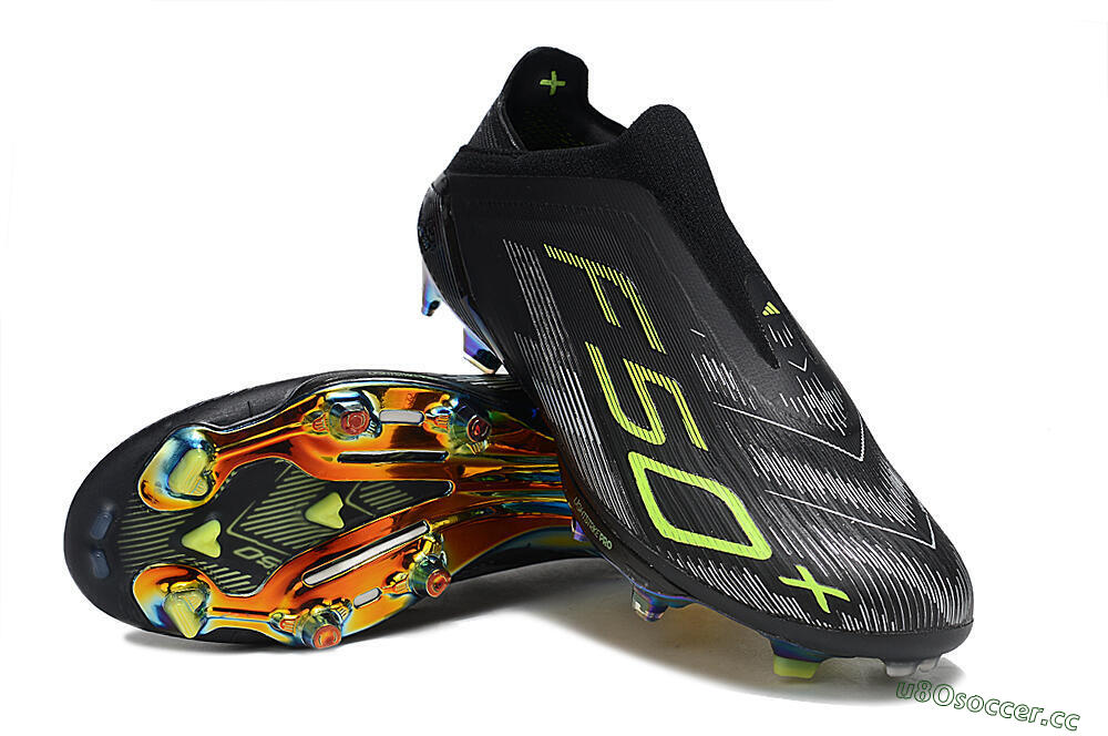 Unisex Adidas F50+ Lightstrike Pro Laceless FG Firm Ground Low-Tops Football Boots - Black/Silver/Yellow 3