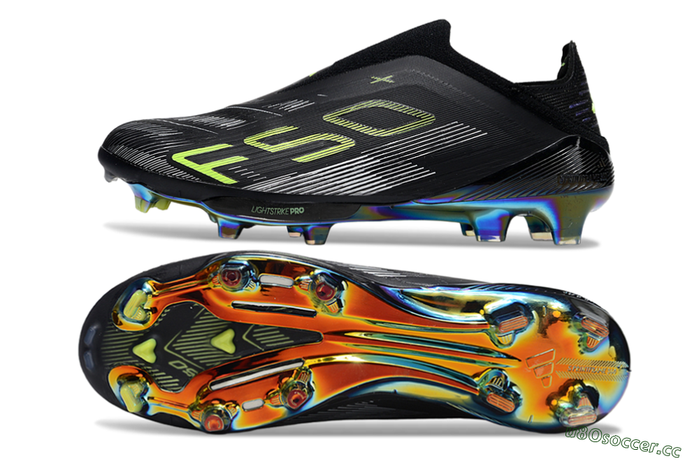 Unisex Adidas F50+ Lightstrike Pro Laceless FG Firm Ground Low-Tops Football Boots - Black/Silver/Yellow 1