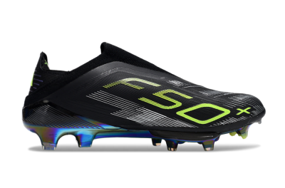 Unisex Adidas F50+ Lightstrike Pro Laceless FG Firm Ground Low-Tops Football Boots - Black/Silver/Yellow