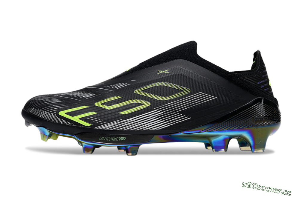Unisex Adidas F50+ Lightstrike Pro Laceless FG Firm Ground Low-Tops Football Boots - Black/Silver/Yellow 0