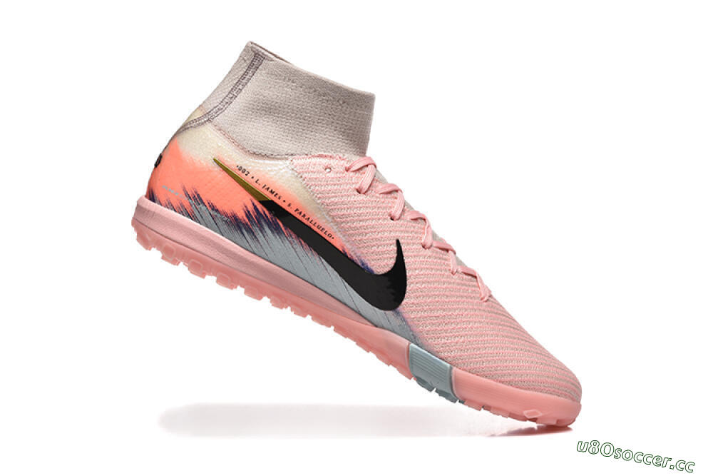 Men's Nike Air Zoom Mercurial Superfly 10 Elite TF Artificial Turf High-Tops Football Shoes - Pink/Black/Gold 7
