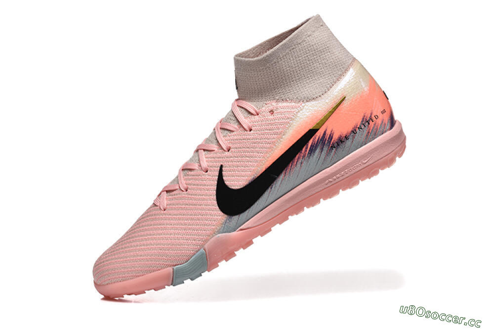 Men's Nike Air Zoom Mercurial Superfly 10 Elite TF Artificial Turf High-Tops Football Shoes - Pink/Black/Gold 8