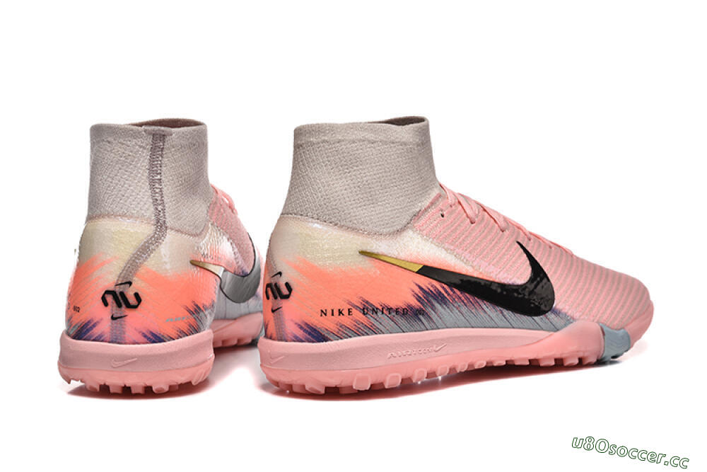 Men's Nike Air Zoom Mercurial Superfly 10 Elite TF Artificial Turf High-Tops Football Shoes - Pink/Black/Gold 9