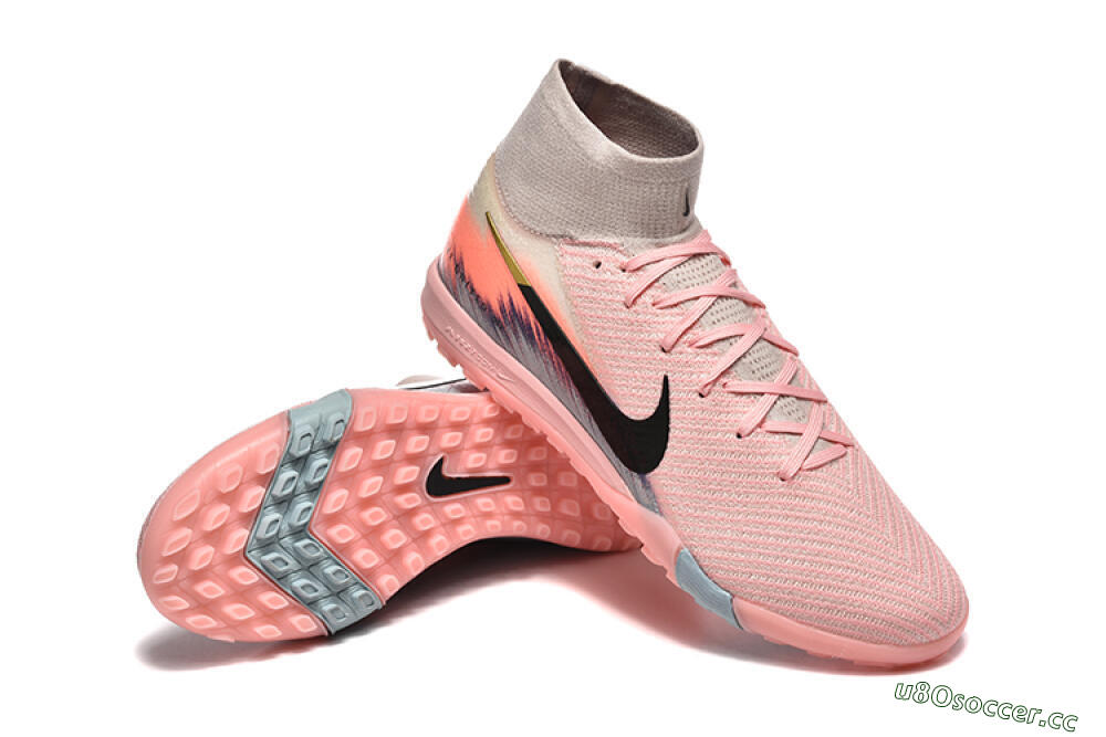Men's Nike Air Zoom Mercurial Superfly 10 Elite TF Artificial Turf High-Tops Football Shoes - Pink/Black/Gold 4
