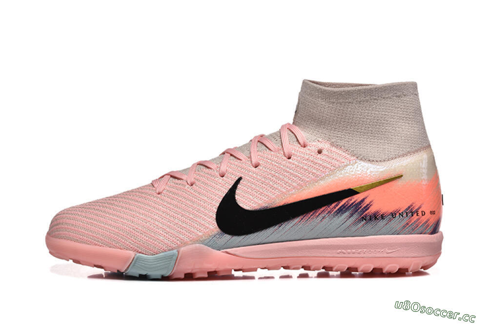 Men's Nike Air Zoom Mercurial Superfly 10 Elite TF Artificial Turf High-Tops Football Shoes - Pink/Black/Gold 0