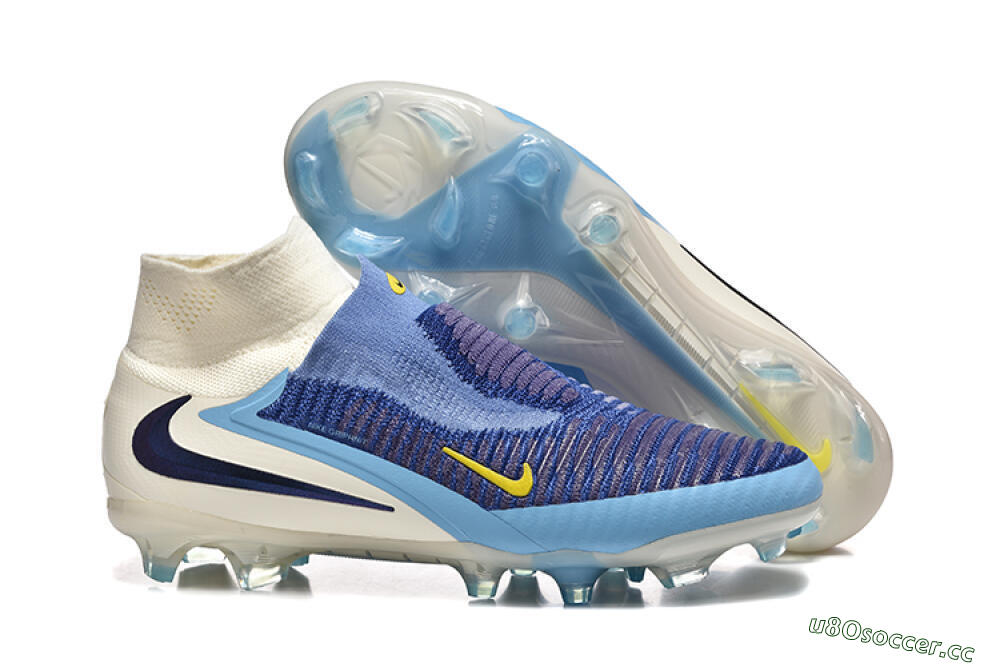 Men's Nike Phantom 6 Elite High FG Firm Ground High-Tops Football Boots - Blue/Yellow/Black 2