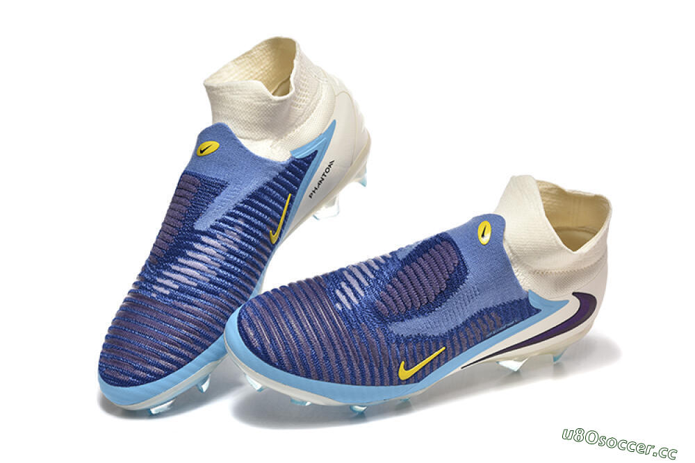 Men's Nike Phantom 6 Elite High FG Firm Ground High-Tops Football Boots - Blue/Yellow/Black 6