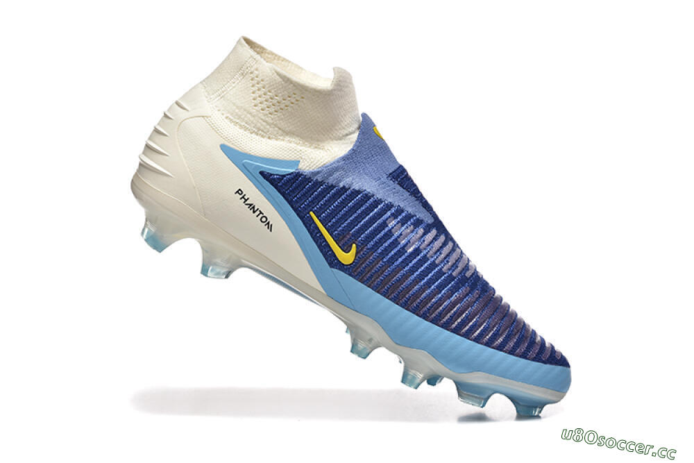 Men's Nike Phantom 6 Elite High FG Firm Ground High-Tops Football Boots - Blue/Yellow/Black 7