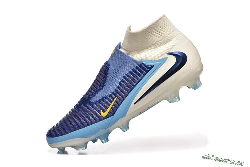 Men's Nike Phantom 6 Elite High FG Firm Ground High-Tops Football Boots - Blue/Yellow/Black 8