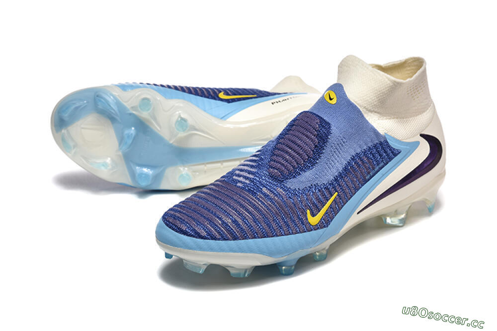 Men's Nike Phantom 6 Elite High FG Firm Ground High-Tops Football Boots - Blue/Yellow/Black 3