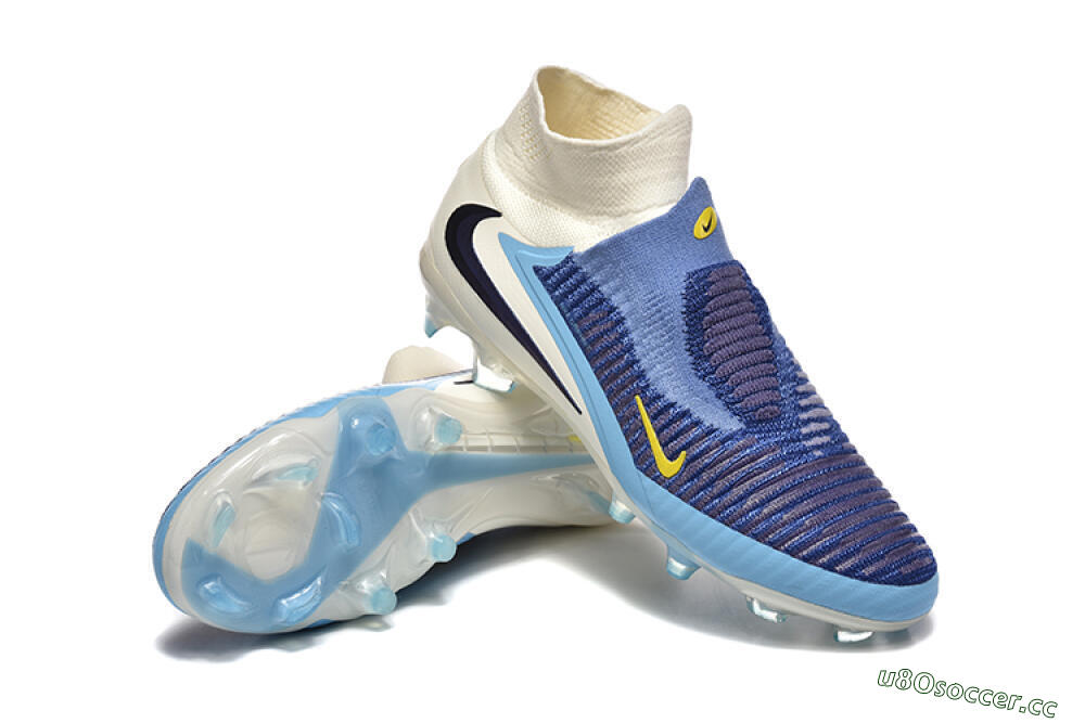 Men's Nike Phantom 6 Elite High FG Firm Ground High-Tops Football Boots - Blue/Yellow/Black 4