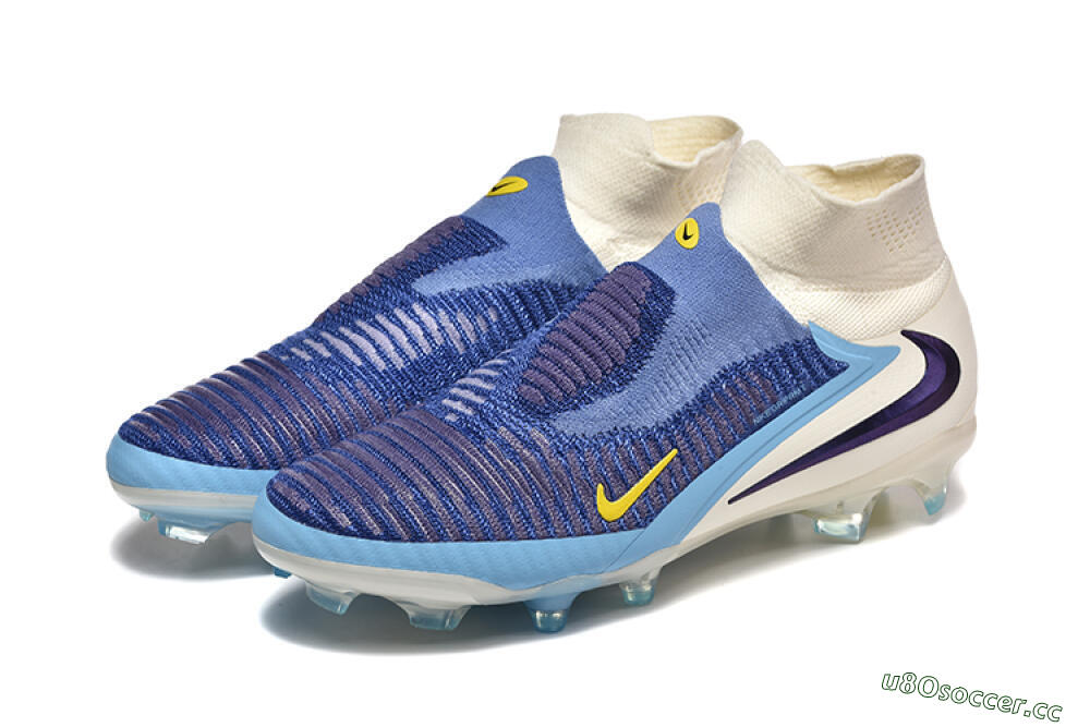 Men's Nike Phantom 6 Elite High FG Firm Ground High-Tops Football Boots - Blue/Yellow/Black 5