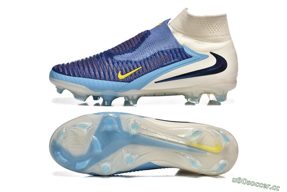 Men's Nike Phantom 6 Elite High FG Firm Ground High-Tops Football Boots - Blue/Yellow/Black 1