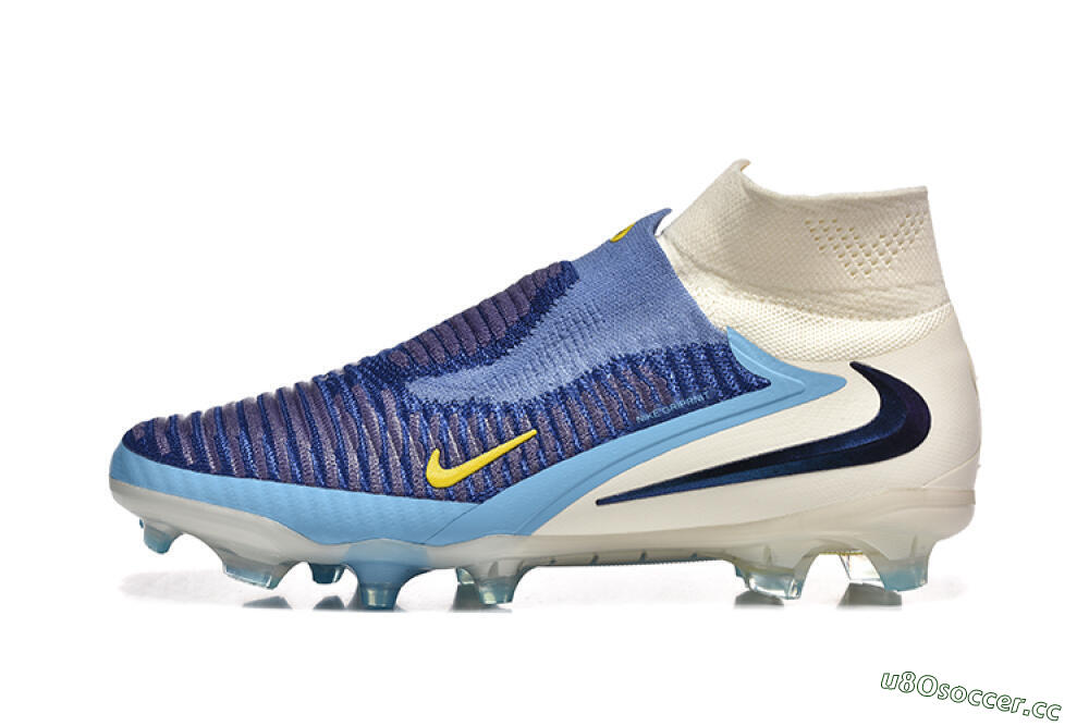 Men's Nike Phantom 6 Elite High FG Firm Ground High-Tops Football Boots - Blue/Yellow/Black 0