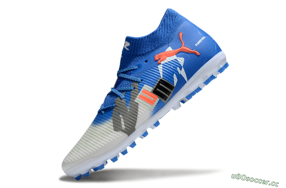 Men's Puma Future 8 Ultimate MG Multi Ground Low-Tops Football Boots - Blue/White/Silver 5