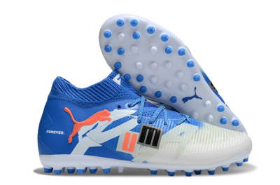 Men's Puma Future 8 Ultimate MG Multi Ground Low-Tops Football Boots - Blue/White/Silver