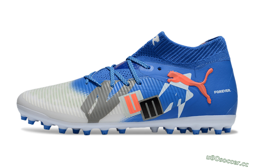 Men's Puma Future 8 Ultimate MG Multi Ground Low-Tops Football Boots - Blue/White/Silver 0