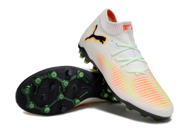 Men's Puma Future 8 Ultimate MG Multi Ground Low-Tops Football Boots - White/Red/Yellow
