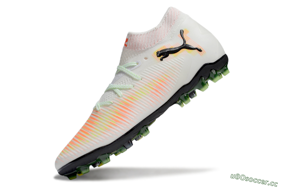 Men's Puma Future 8 Ultimate MG Multi Ground Low-Tops Football Boots - White/Red/Yellow 5