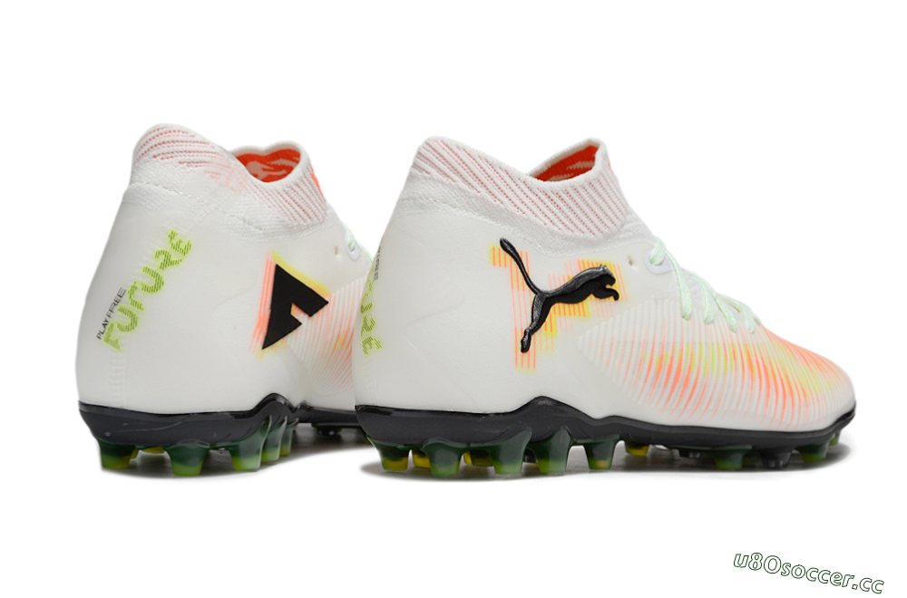 Men's Puma Future 8 Ultimate MG Multi Ground Low-Tops Football Boots - White/Red/Yellow 6