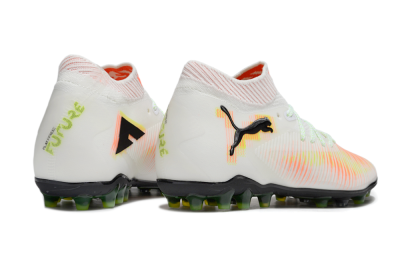 Men's Puma Future 8 Ultimate MG Multi Ground Low-Tops Football Boots - White/Red/Yellow