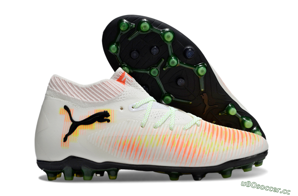 Men's Puma Future 8 Ultimate MG Multi Ground Low-Tops Football Boots - White/Red/Yellow 2