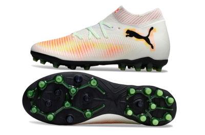 Men's Puma Future 8 Ultimate MG Multi Ground Low-Tops Football Boots - White/Red/Yellow