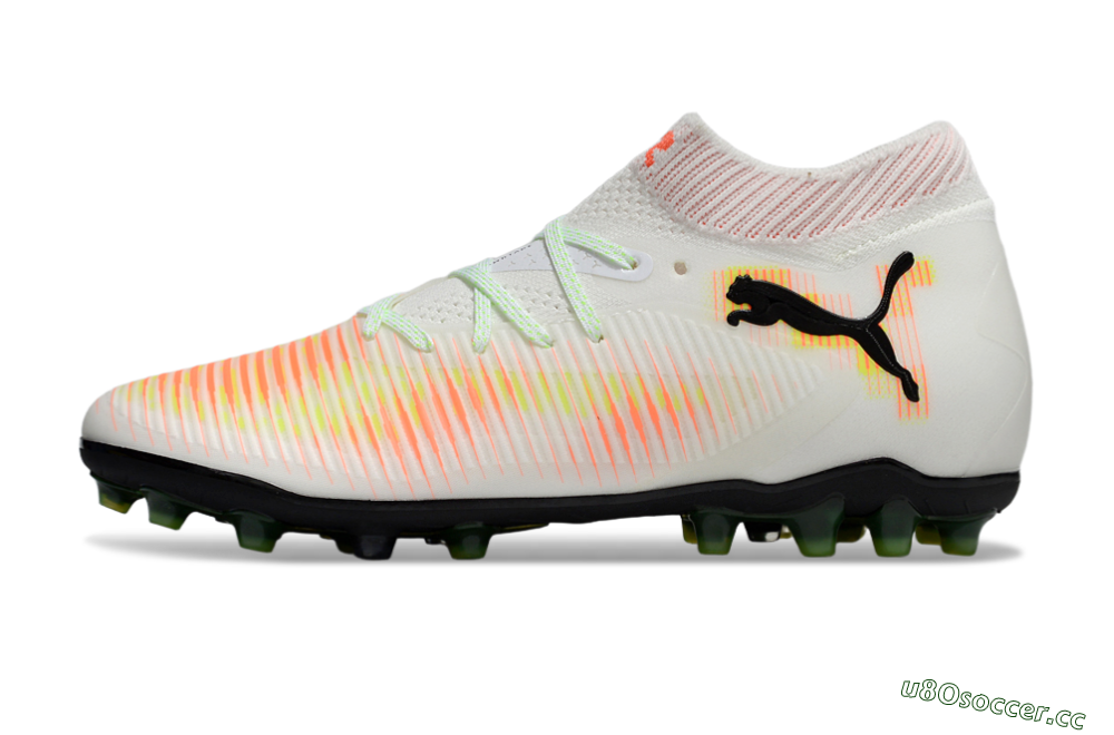 Men's Puma Future 8 Ultimate MG Multi Ground Low-Tops Football Boots - White/Red/Yellow 0
