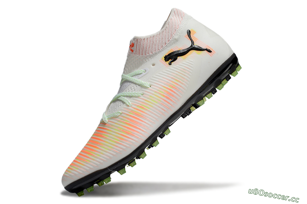 Men's Puma Future 8 Ultimate MG Multi Ground Low-Tops Football Boots - White/Red/Yellow 5