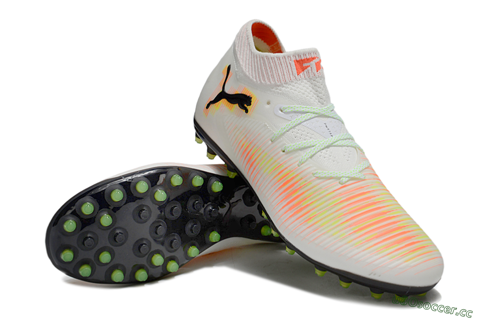 Men's Puma Future 8 Ultimate MG Multi Ground Low-Tops Football Boots - White/Red/Yellow 3