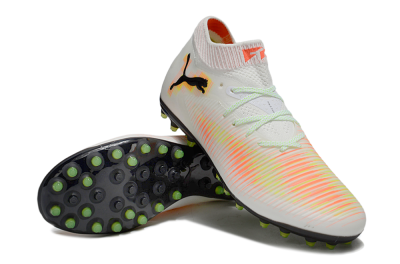 Men's Puma Future 8 Ultimate MG Multi Ground Low-Tops Football Boots - White/Red/Yellow