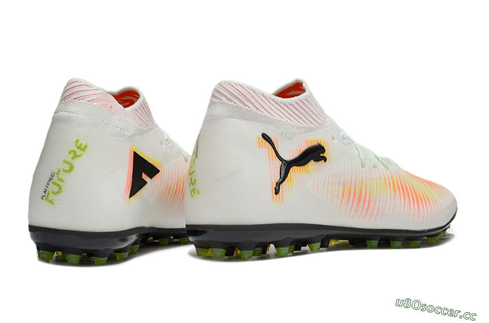 Men's Puma Future 8 Ultimate MG Multi Ground Low-Tops Football Boots - White/Red/Yellow 6
