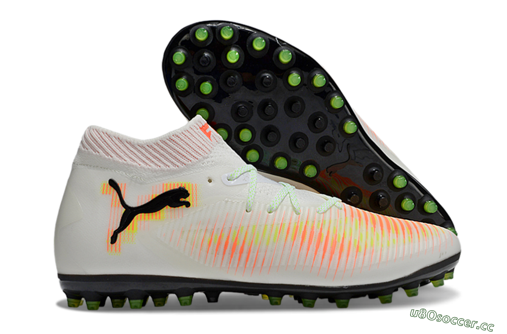 Men's Puma Future 8 Ultimate MG Multi Ground Low-Tops Football Boots - White/Red/Yellow 2