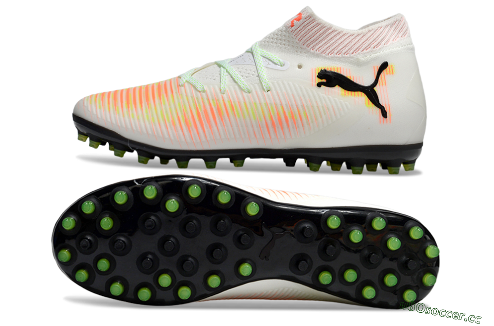 Men's Puma Future 8 Ultimate MG Multi Ground Low-Tops Football Boots - White/Red/Yellow 1