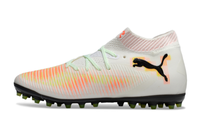 Men's Puma Future 8 Ultimate MG Multi Ground Low-Tops Football Boots - White/Red/Yellow