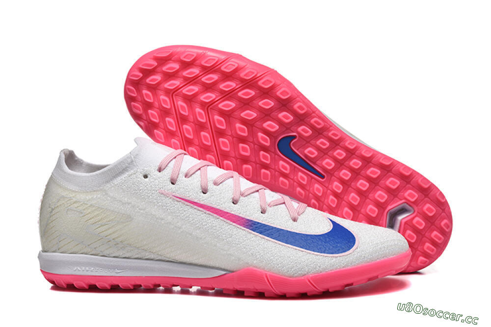 Men's Nike Air Zoom Mercurial Vapor 16 Elite TF Artificial Turf Low-Tops Football Shoes - White/Blue/Pink 2