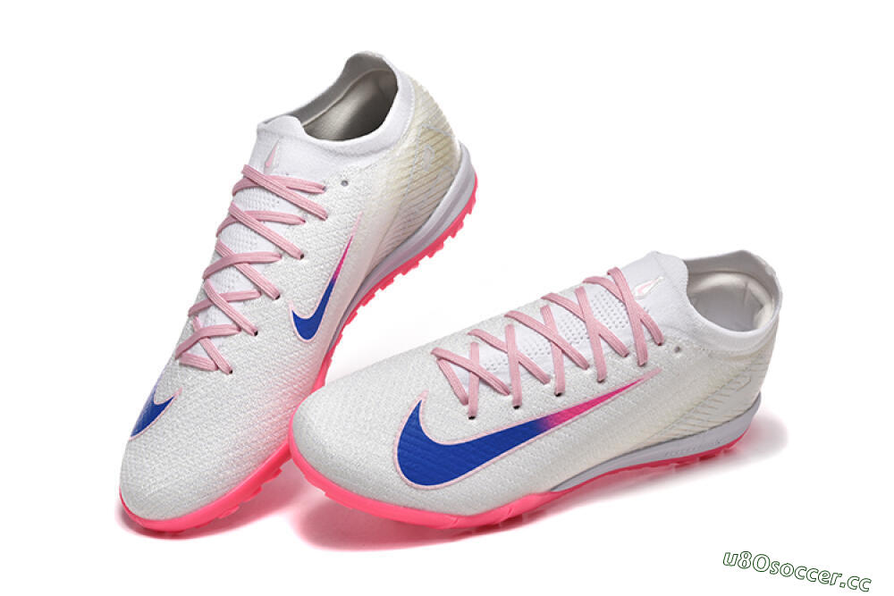 Men's Nike Air Zoom Mercurial Vapor 16 Elite TF Artificial Turf Low-Tops Football Shoes - White/Blue/Pink 6