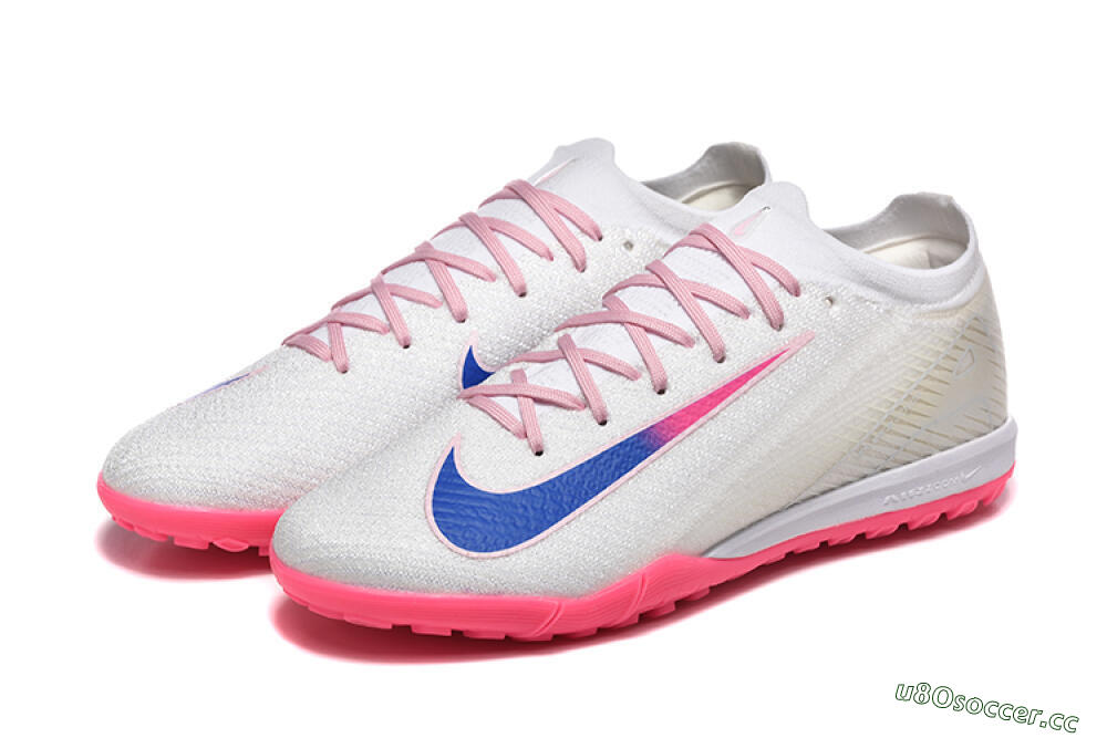 Men's Nike Air Zoom Mercurial Vapor 16 Elite TF Artificial Turf Low-Tops Football Shoes - White/Blue/Pink 5