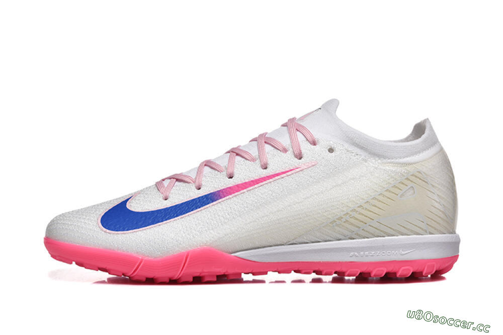 Men's Nike Air Zoom Mercurial Vapor 16 Elite TF Artificial Turf Low-Tops Football Shoes - White/Blue/Pink 0