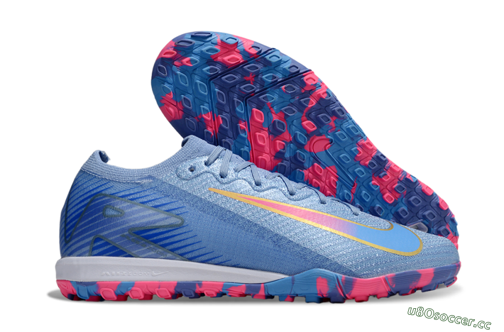 Unisex Nike Air Zoom Mercurial Vapor 16 Elite TF Artificial Turf Low-Tops Football Shoes - Blue/Pink/Gold 2