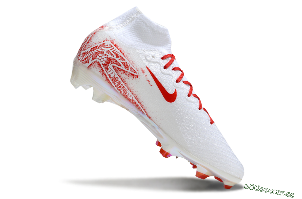 Unisex Nike Air Zoom Mercurial Superfly 10 Elite FG Firm Ground High-Tops Football Boots - White/Red/Gold 3