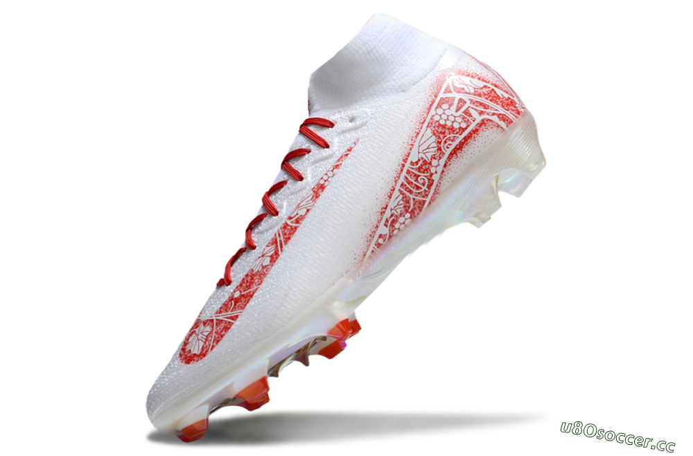 Unisex Nike Air Zoom Mercurial Superfly 10 Elite FG Firm Ground High-Tops Football Boots - White/Red/Gold 4