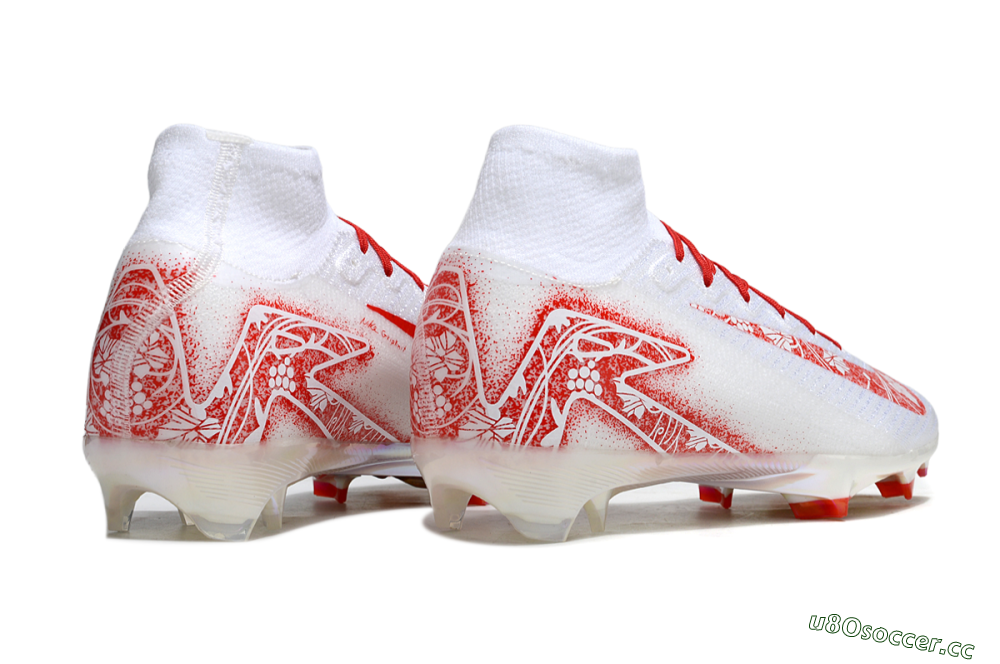 Unisex Nike Air Zoom Mercurial Superfly 10 Elite FG Firm Ground High-Tops Football Boots - White/Red/Gold 5