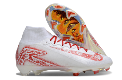 Unisex Nike Air Zoom Mercurial Superfly 10 Elite FG Firm Ground High-Tops Football Boots - White/Red/Gold