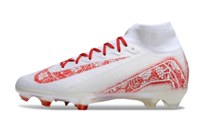 Unisex Nike Air Zoom Mercurial Superfly 10 Elite FG Firm Ground High-Tops Football Boots - White/Red/Gold