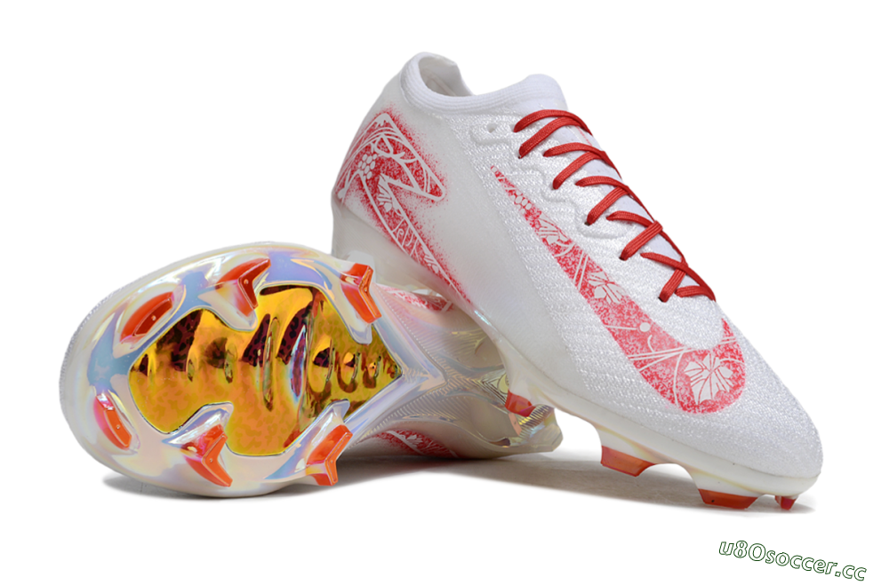 Unisex Nike Air Zoom Mercurial Vapor 16 Elite FG Firm Ground Low-Tops Football Boots - White/Red/Gold 1