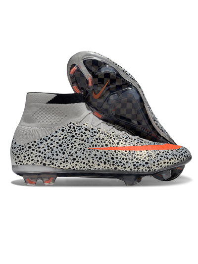 Men's Nike Air Zoom Mercurial Superfly 4 Elite FG Firm Ground High-Tops Football Boots - Grey/Red/Black