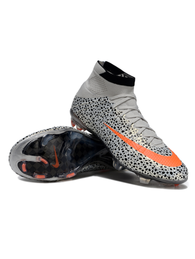 Men's Nike Air Zoom Mercurial Superfly 4 Elite FG Firm Ground High-Tops Football Boots - Grey/Red/Black
